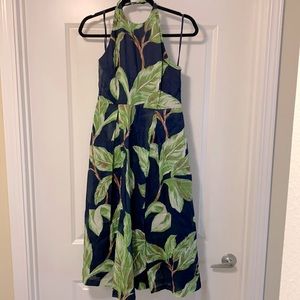 Banana leaf pattern midi dress